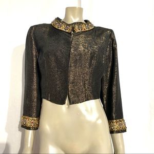 Vintage Golden Cropped Jacket With Beads